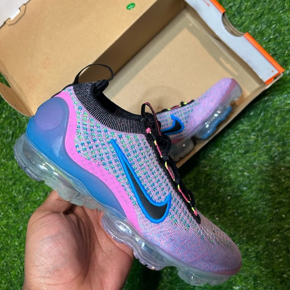 Nike Air Vapormax 2021 Flyknit Pink Blast Photo Blue DX3… - Picture 3 of 6